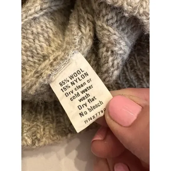 Vintage London Fog Outdoors Unlimited Chunky Sweater Sz M Tall Beige Wool Blend - Picture 6 of 7